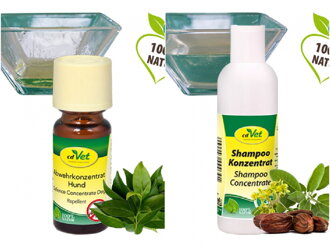 Výhodná sada - čajovníkový odpudzovač kliešťov CD Vet, 10 ml + Čajovníkový šampón cdVet, koncentrát, 200 ml