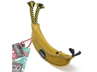 EKO hračka pre psa - banán Berry z kože a juty, 22 cm