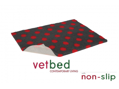 VetBed podložka protisklzová (Drybed), 150 x 100 cm, antracitová s červenými bodkami