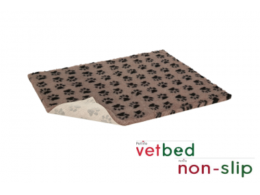 VetBed podložka protisklzová (Drybed), 150 x 100 cm, hnedá s labkami