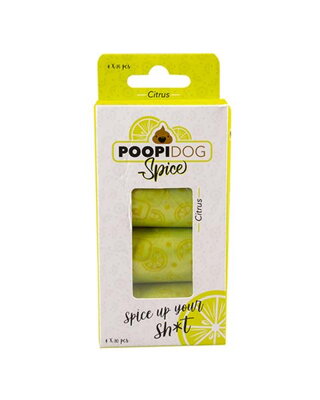 Vrecká na exkrementy Poopi Dog citrus, 4 x 15 ks
