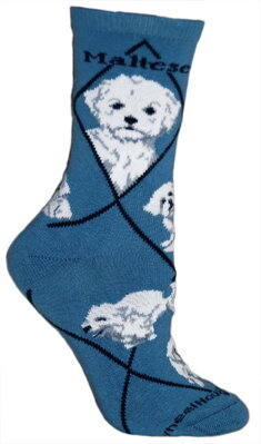 Ponožky maltezák šteniatko (MALTESE PUPPY CUT), modré
