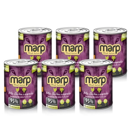 Výhodné balenie konzerv Marp holistic - Mix Chicken + vegetable (kura so zeleninou), 6 x 400 g