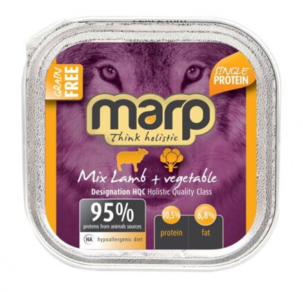 Výhodné balenie vaničiek Marp holistic - Mix Lamb + vegetable (jahňa so zeleninou), 6 x 100g