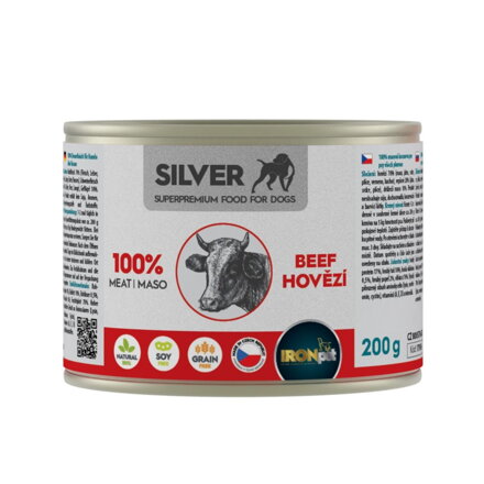 Konzerva IRONPET Silver hovädzie, balenie 200 g konzerv
