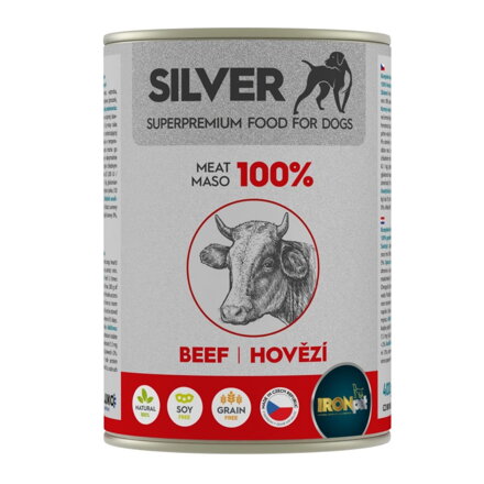 Konzerva IRONPET Silver hovädzia, balenie 400 g konzerv