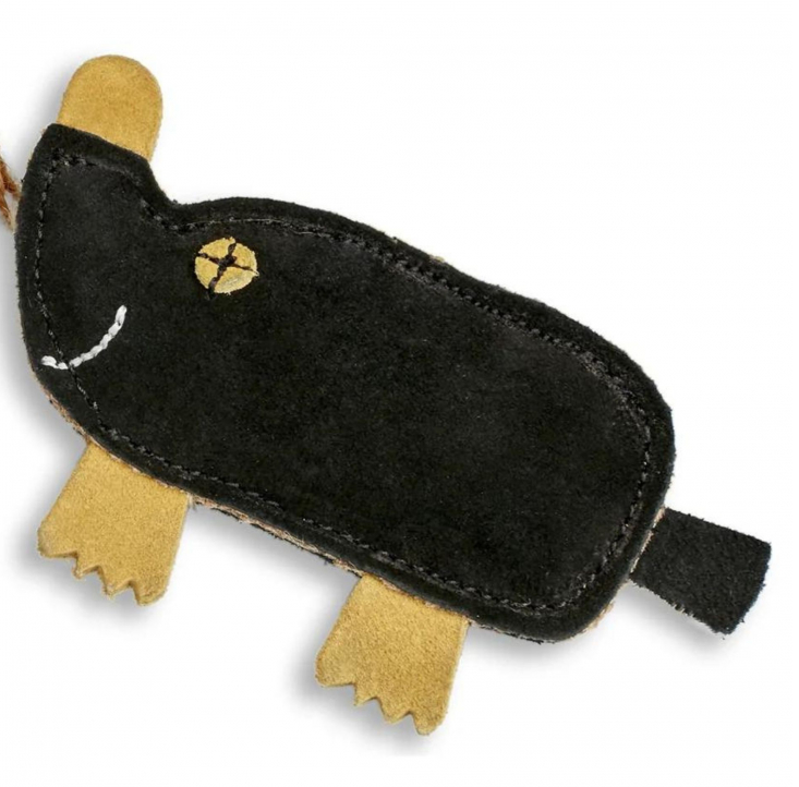 EKO hračka pre menších psíkov - krtko Maggie z kože a juty, 15 cm