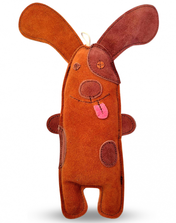 EKO hračka pre psa - psík Willy z kože a juty, 32 cm, hnedý