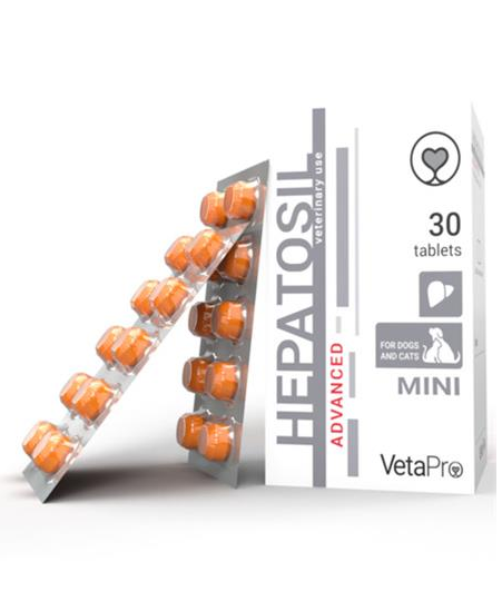 VetaPro Hepatosil Advanced MINI (pre malé plemená) na podporu pečene, 30 tbl.