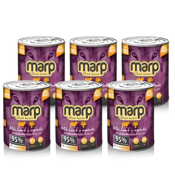 Výhodné balenie konzerv Marp holistic - Mix Lamb + vegetable (jahňa so zeleninou), 6 x 400 g