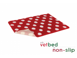 VetBed podložka protisklzová (Drybed), 150 x 100 cm, červená s bodkami